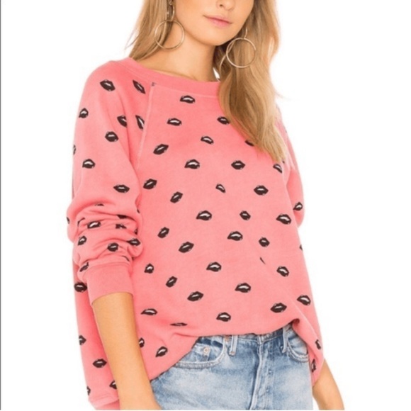 Wildfox Lip Service Sweatshirt in Pigment Red Flare - Picture 1 of 7